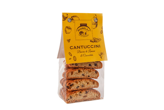 Cantuccini mit Zitronenschale und Schokolade